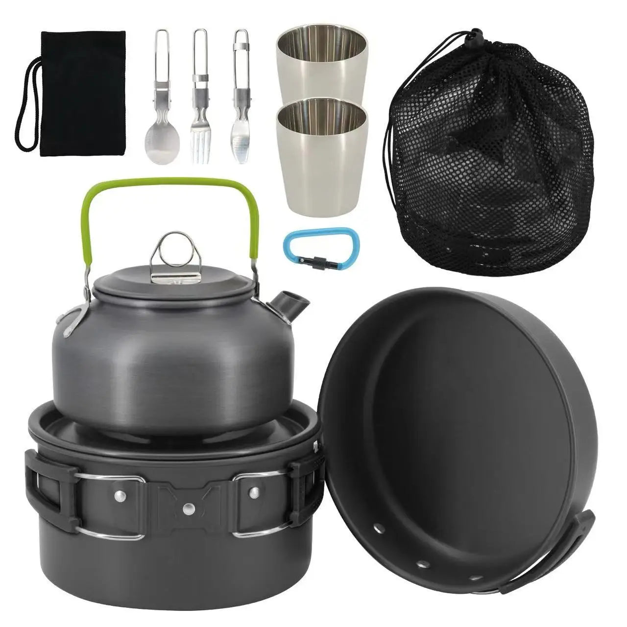 Camping Cookware Set Pans  Cutlery Lightweight for Outdoor Cooking