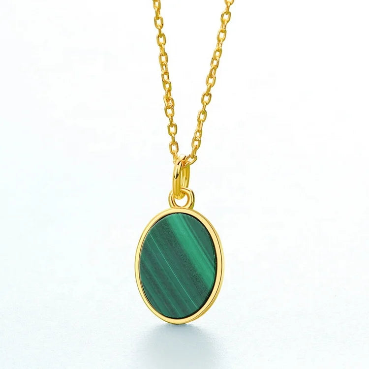 Elegant Ladies Pendant Fashion Women K Gold Plated Wrapped Malachite Pendant in Sterling Silver