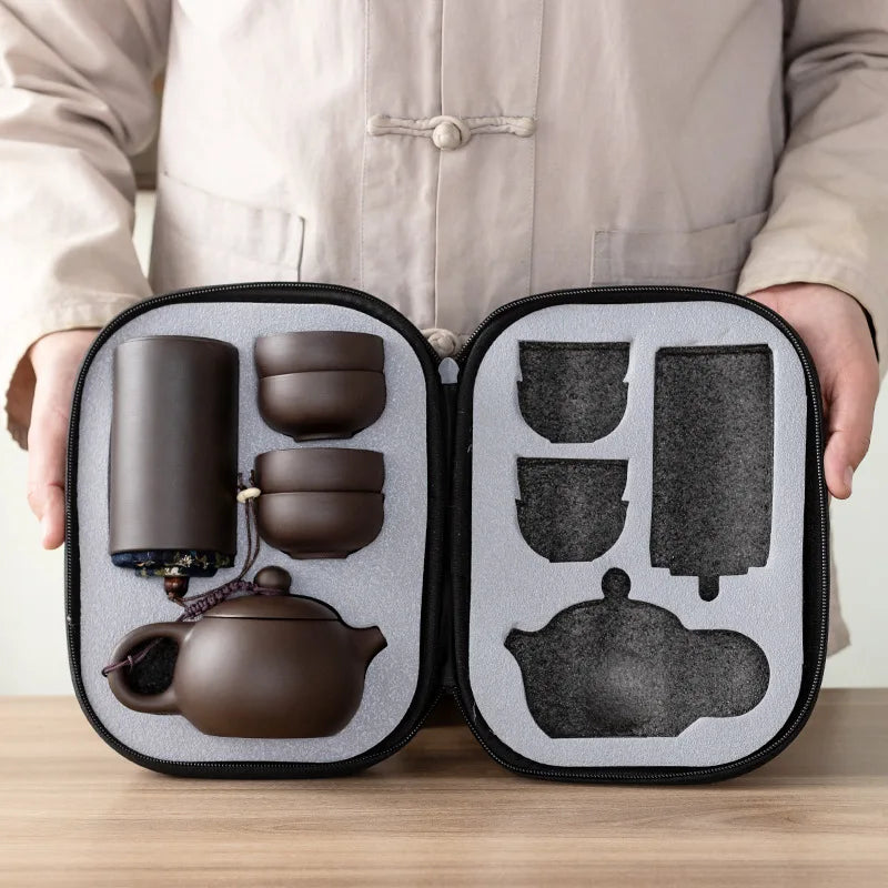 Purple Clay Pot Purple Clay Tea Canister Travel Cup Tea Set With Travel Bag
