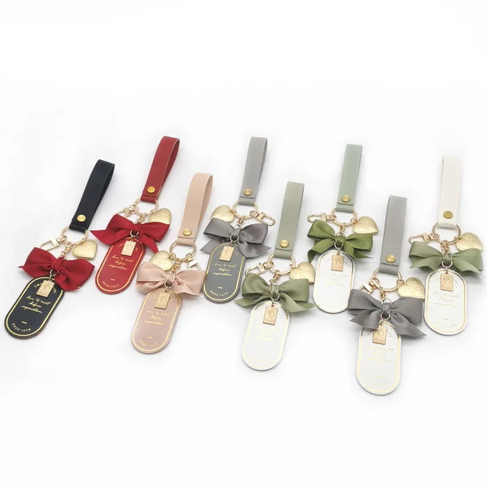 Customized Faux Leather Keychain Holder Car Key Chain Bag Pendant Personalised Purse Charm Handbag Ornaments Promotional Gifts