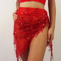 Belly Dance Triangle Belt Skirt Sequin Fringe Festival Mesh Hip Scarf Belt Wrap Skirt