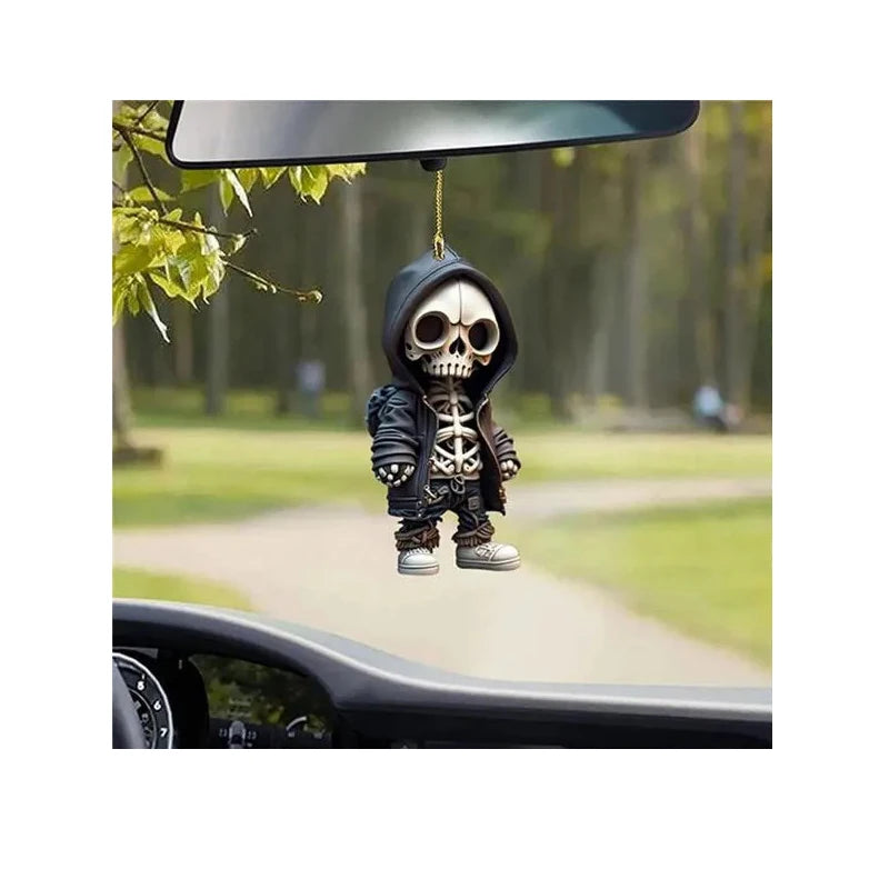 Car Ornament Acrylic Skeleton Figurines Rearview Mirror Hanging Swing Pendant Auto Styling