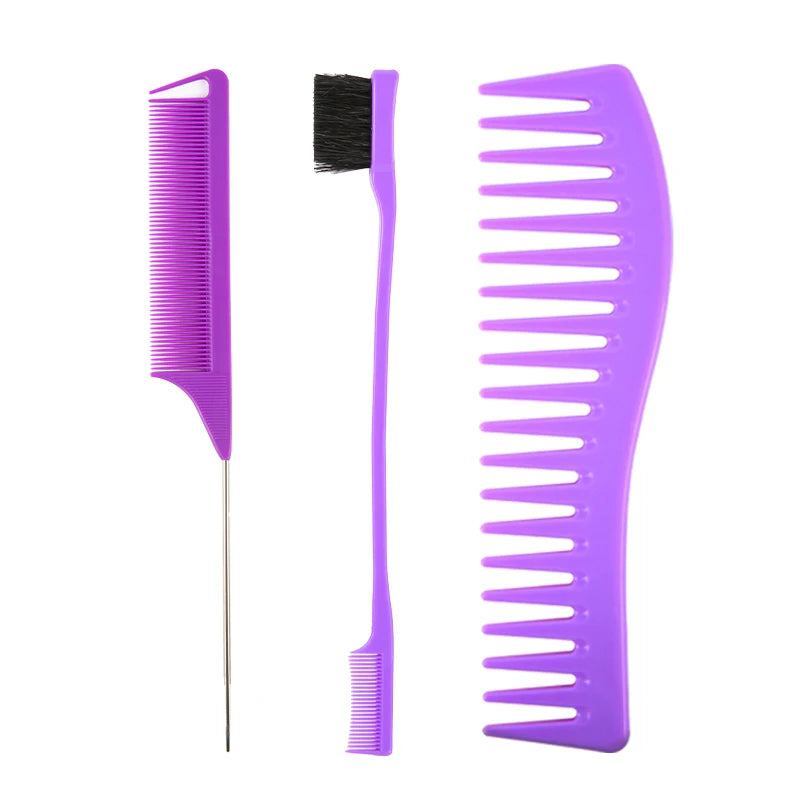 3Pcs/set Professional Plastic Hairdressing Brushes Salon Hair Clean Edge Brush Wave Comb Hair Accessories