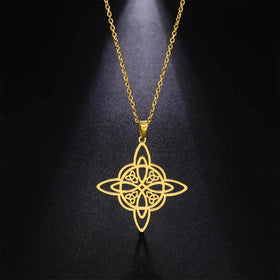 Celtic Knot Necklace Triquetra Magic Witch Knot Amulet Good Luck Irish Stainless Steel Jewelry Wiccan Witchcraft Choker