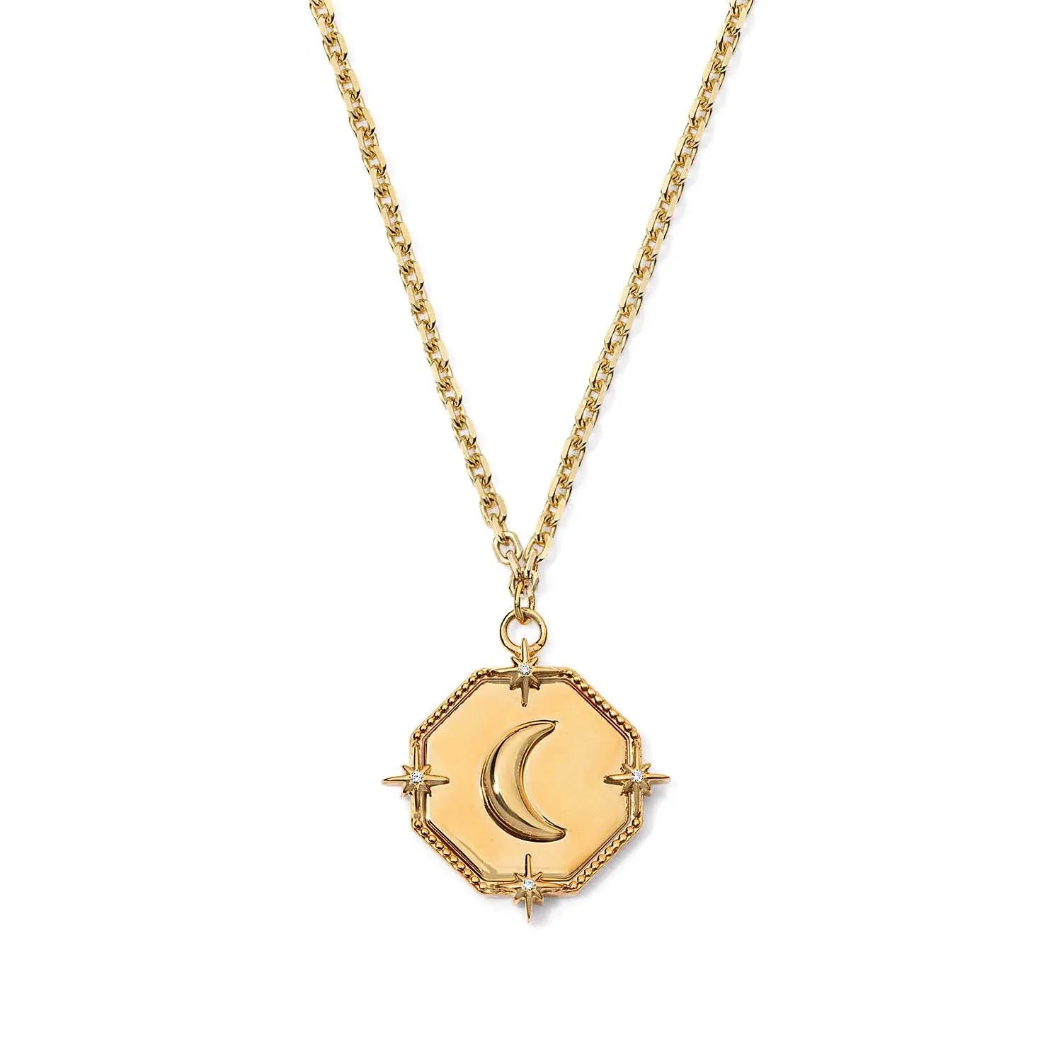 Milskye Fine Wedding Jewelry for Women 925 Silver 18k Gold Diamond Moon Charm Necklace