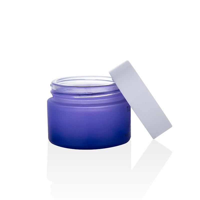 White Glass Cosmetic Packaging with Silver Aluminum Lid 30g 50g 100g Glass Jar Packaging Blue Colored Glass Jars with Lids