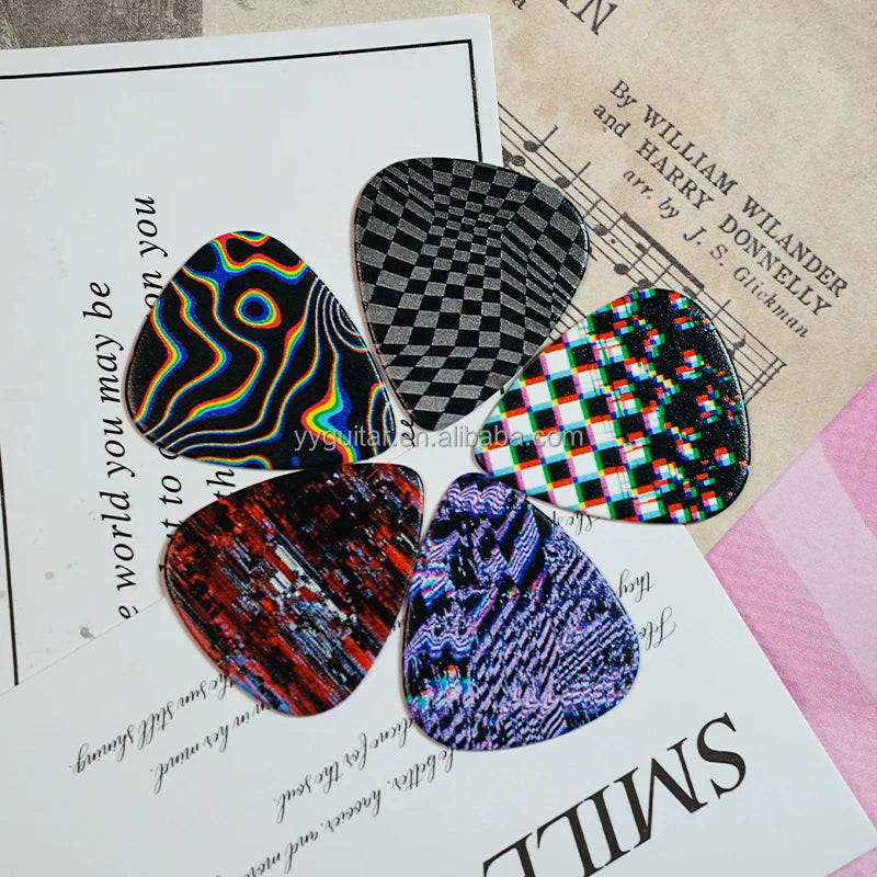 New Product Ideas Painting Art Custom Colorful Printed Celluloid Plectrum Sheet New Design 0.71mm Guitar Pick Set