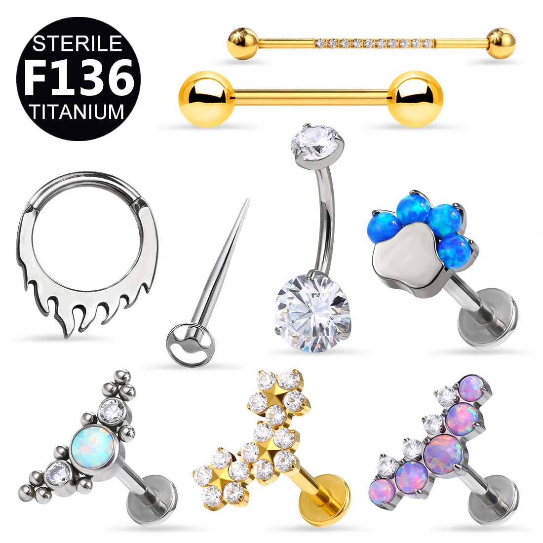 Toposh G23 F136 Cartilage Tragus Daith Stud Earrings Nose Titanium Ear Belly Labret Piercing Jewelry Titanium