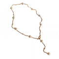 Fashion Gold Plated Women Simple Jewelry Stainless Steel Tassel Long Star Stainless Steel Pearl Necklace
