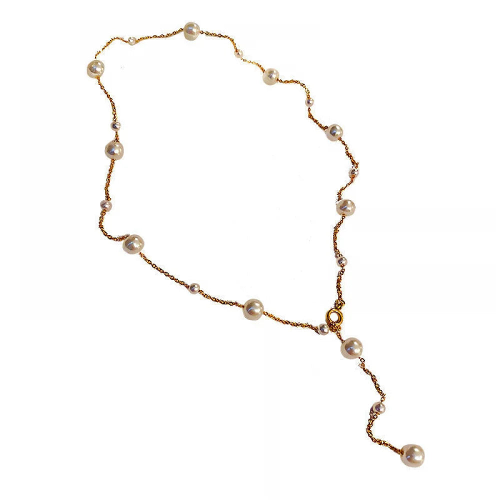 Fashion Gold Plated Women Simple Jewelry Stainless Steel Tassel Long Star Stainless Steel Pearl Necklace