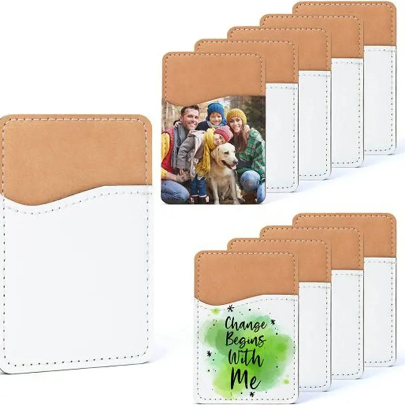Wedding Party Gifts Diy White Sublimation Blank Phone Wallets Adhesive Blank Stick on Wallets Phone Card Holders PU Card Pocket