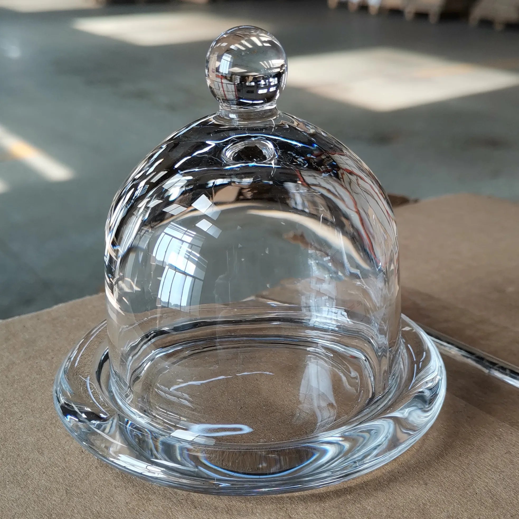 Glass Candlestick With Lid Round Decoration Tabletop Glass Candle Holders Jar