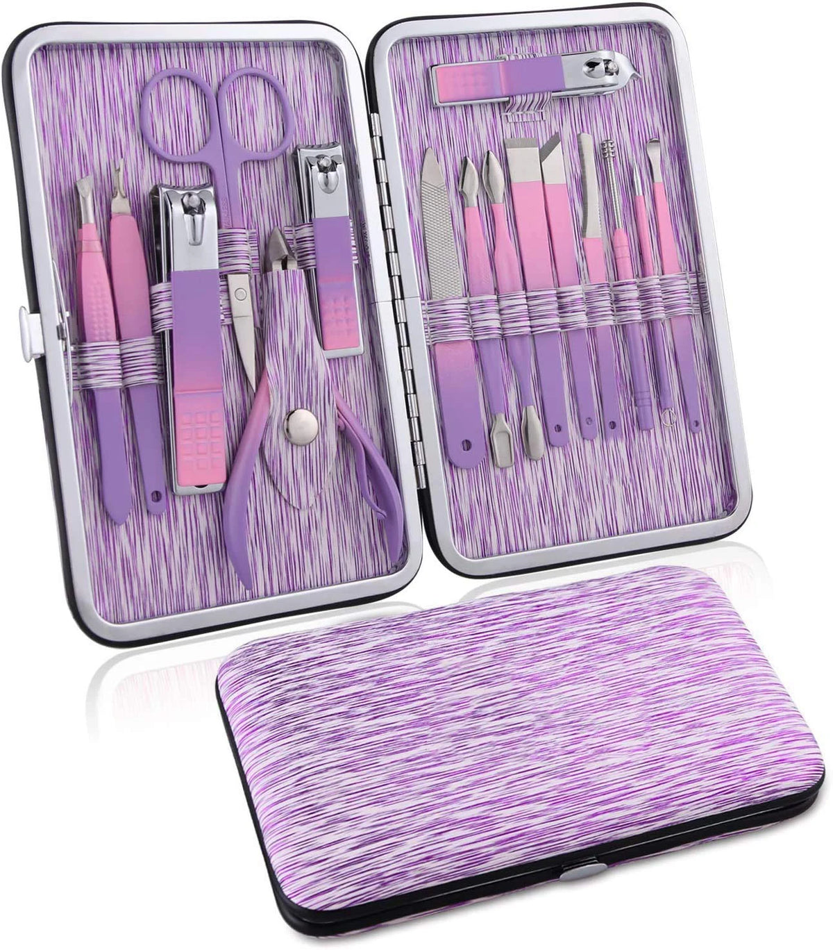 Professional 16pcs Manicure Set Stainless Steel Nail Clippers Kit Pedicure Care Tools Travel-friendly Grooming Kit MegaBDM
