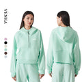 Ladies' Lightweight Breathable Oversized Coat Pockets Warm Fleece Half Zipper Hooded Windproof Yoga Fitness Sweatshirt