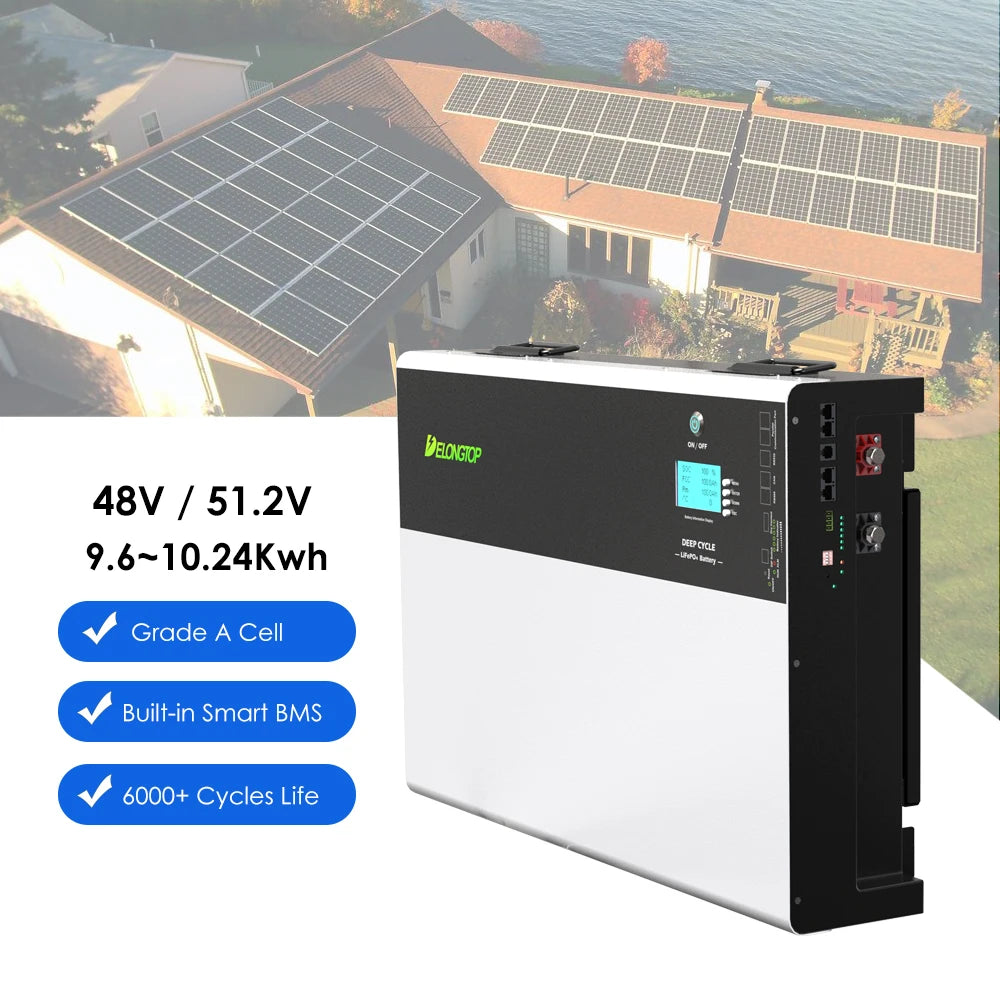 Deep Cycle Solar Home Energy Storage Lithium Battery 48V 200Ah Wall Mounted 48V 51.2V 200Ah 10Kwh Power Wall LiFePO4 Battery