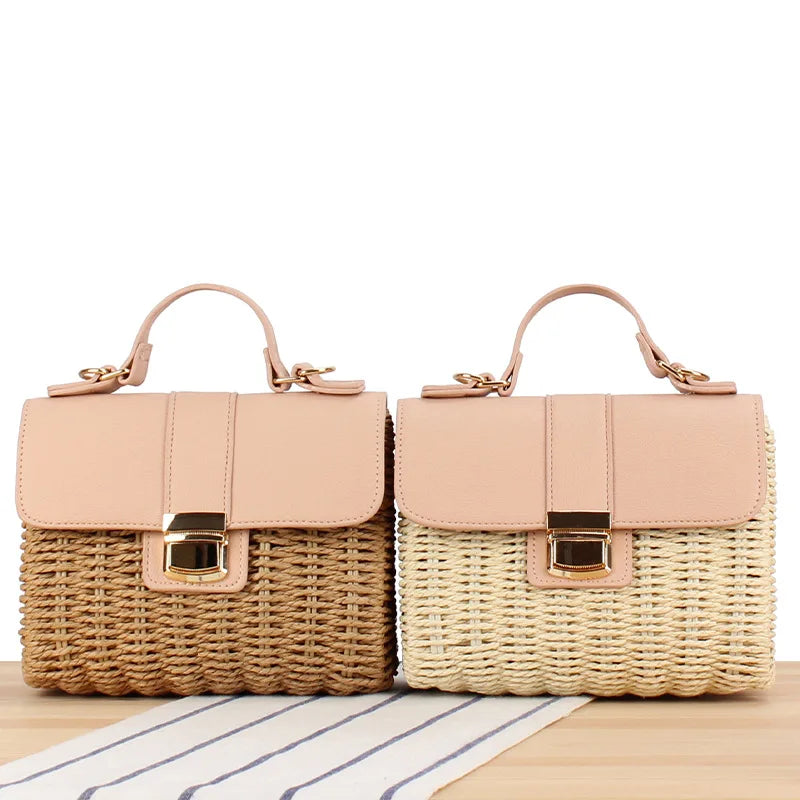 2024 Wholesale Woven Wicker Clutch Summer Beach Crossbody Handbags Fashion Handbag Straw Bag for Women