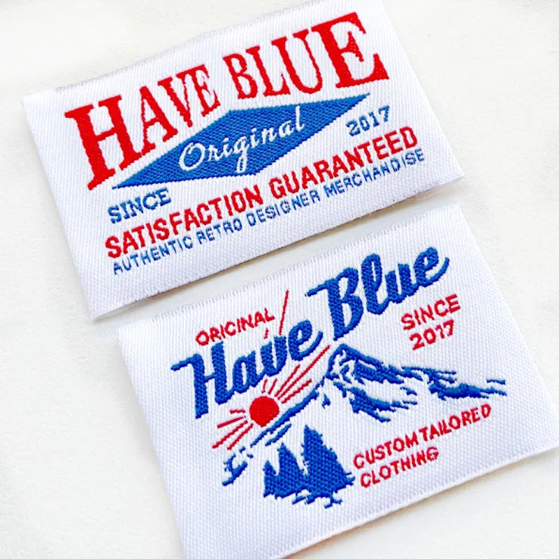 Custom Design Style Cotton Cloth Tags Damask Grosgrain Soft Woven Labels With Logo White Products Digital Price Garment Label