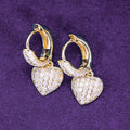 Hip Hop Iced Out Bling 925 Sterling Silver Pass Diamond Tester  VVS Moissanite Heart Cluster Drop Earrings for Women Men