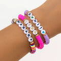 3Pcs/Set Korean Fashion Colorful Polymer Clay Letter Bracelet for Women Elastic Strand Beads Chain Hand Y2K Jewelry Accessories