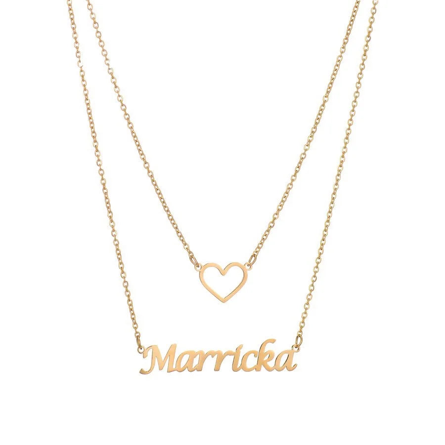 Custom Name Stainless Steel Link Chain Necklace with Letter Pendant Trendy Women's Jewelry for Anniversary Party Gift