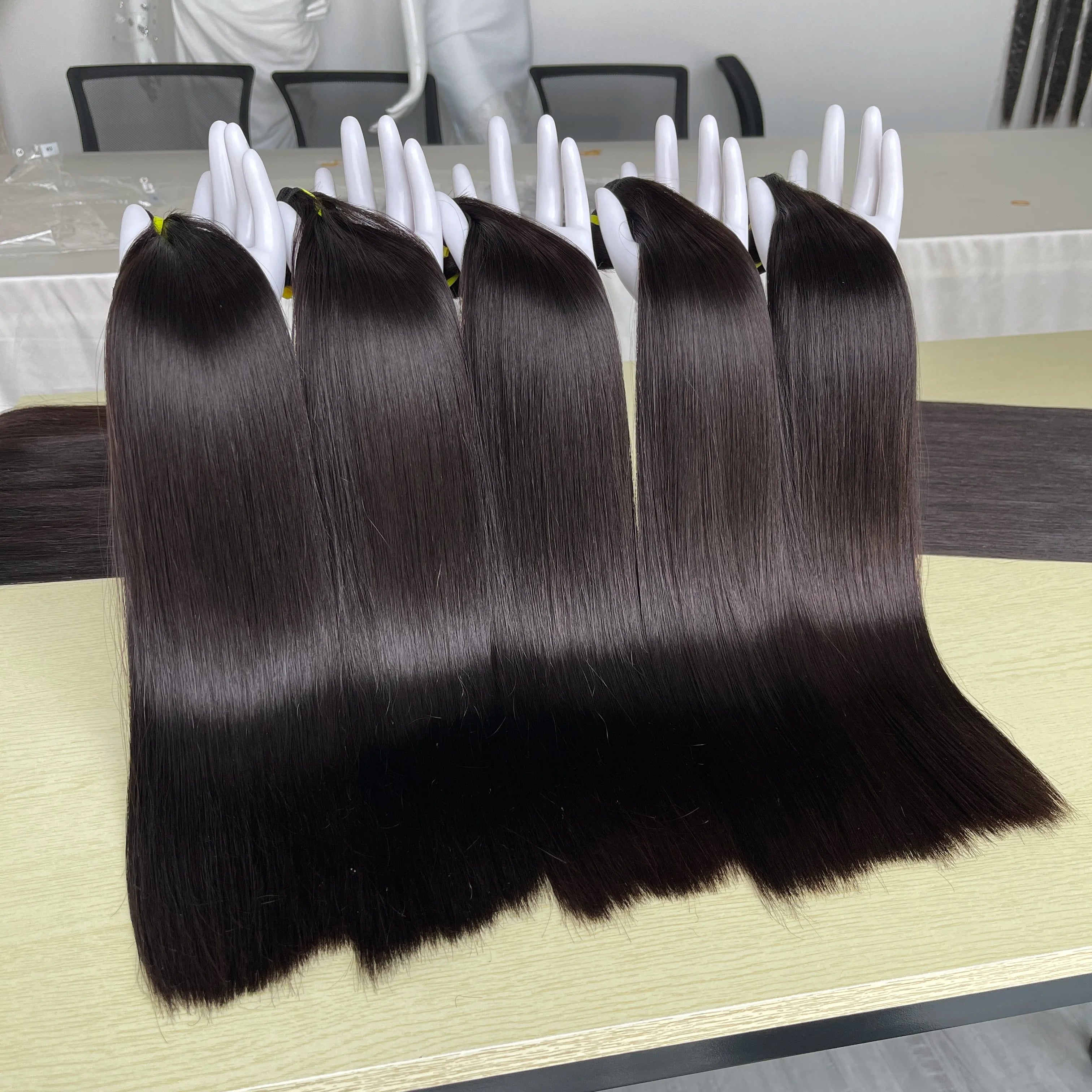 Unprocessed Brazilian Hair Weft Weave Cuticle Aligned Raw Virgin Mink Straight Super Double Drawn Human Hair Bundles