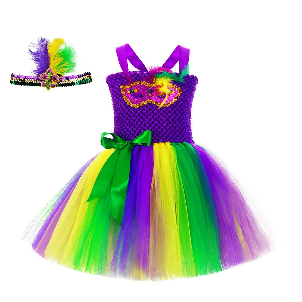 Newest Girl Mardi Gras Outfit Mardi Gras Inspired Kid Tutu Dress
