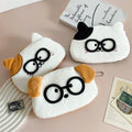 Cute School Stationery Pen Bag Kids Cartoon Kawaii Dog Cat Plush Animal Pencil Pouch