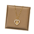 Titanium Steel Zircon Necklace Madonna Hollowed-out love Accessories New Necklace With Clavicle Chain