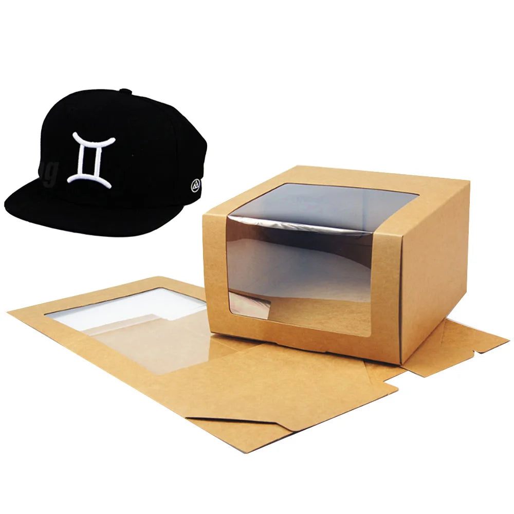 Wholesale Paper Box for Hat Packaging Custom LOGO Sport Baseball Cap Gift Hat Box Packaging With clear PVC Window