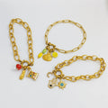 Ilona Diy 18k Gold Plated Stainless Steel Charm Bracelet Womens Exquisite Fashion Jewelry Bracelets Charms Pendant Findings