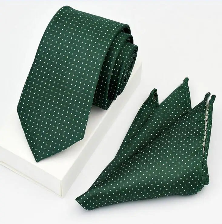 Paisley Neckties With Pocket Squares Luxury Men 6cm Slim Dots Ties and Hanky Set Custom Tie Handkerchief Set NO BOX
