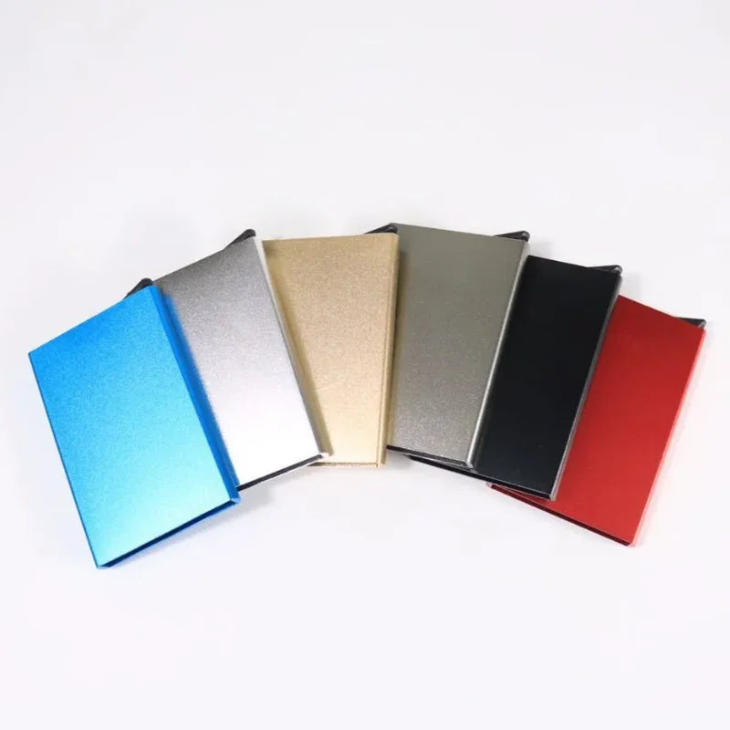 Slim Metal Card Case Anti Scan Minimalist Pop-up Card Wallet Multicolor Slim Metal Box Credit Card Holder Metal Case
