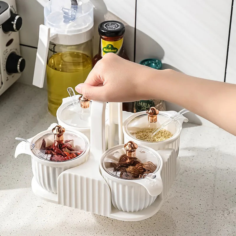 Nordic Modern Simple Design Creative Kitchen Seasoning Pot Set Carefully Selected Portable Transparent Lid Sauce Pans Household