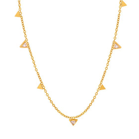 Wholesale Stainless Steel Triangle Zircon Pendant Necklace 18K Real Gold PVD Plating Clavicle Chain for Girls Women Non Tarnish
