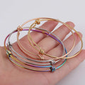 DIY Wholesale 1.8mm Simple Adjustable Gold Plating Bracelet Stainless Steel Expandable Wire Bangle Bracelet for Kids Women