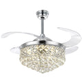 2002F Ceiling Fan Crystal Ceiling Fan Crystal Silver 42 Inch 110V 220V Light Remote Control Chandelier Ceiling Light with Fan