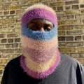 New Colorful Winter Warm Skimask Funny Fur Furry Handmade Knitted Acrylic Ski Skull Balaclava Mask Hat for Men Women