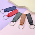 Custom Logo Bright PU Leather Keychain Double-sided Car Thread Small Gift Metal Pendant PU Key Chain Simple Lanyard Key Holder