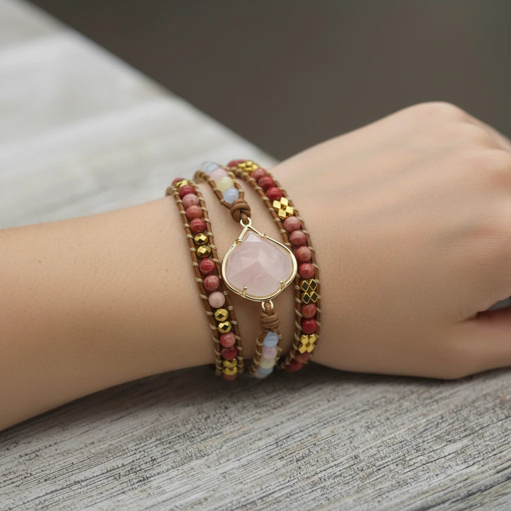 Wholesale Fashion Jewelry Bracelets Multi Layers Bohemian Wrapped Crystals Beaded Handmade Bohemian Bracelets
