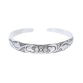 Unique Cuff Bangle Bracelet Zinc Alloy Silver Plated Jewelry With Flower Pattern Vintage Bohemian Style Personality