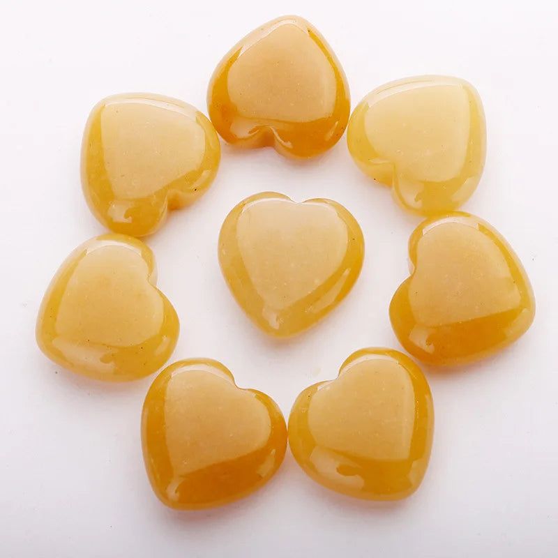 HZ Wholesale Natural Yellow Jade Crystal Heart Shaped Healing Gemstones for Decoration