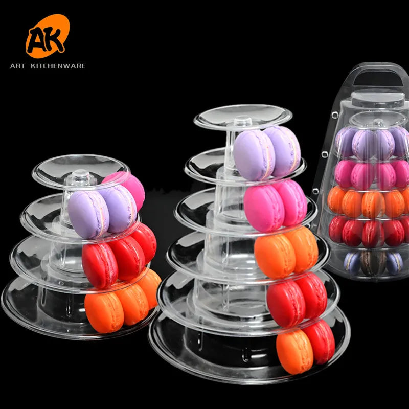 AK 4 6 10 Tier Round Plastic Macaron Display Tower Stand for Party and Celebration Dessert Pastry Display Racks