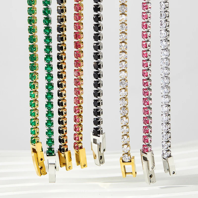 Wholesale Stainless Steel Zircon Stone Inlay Bracelets Luxury Jewelry Buckle Color Bracelet for Young Women