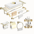 SUS304 Stainless Steel Gold Pvd 6 Piece Punch-free Brush Folding Toilet Storage Rack Hardware Accessories Set