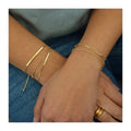 Minimalist 18k Gold Plated Thin Flat Snake Chain Bracelets for Women Dainty Stainless Steel Herringbone Layered Bracelet Jewelry