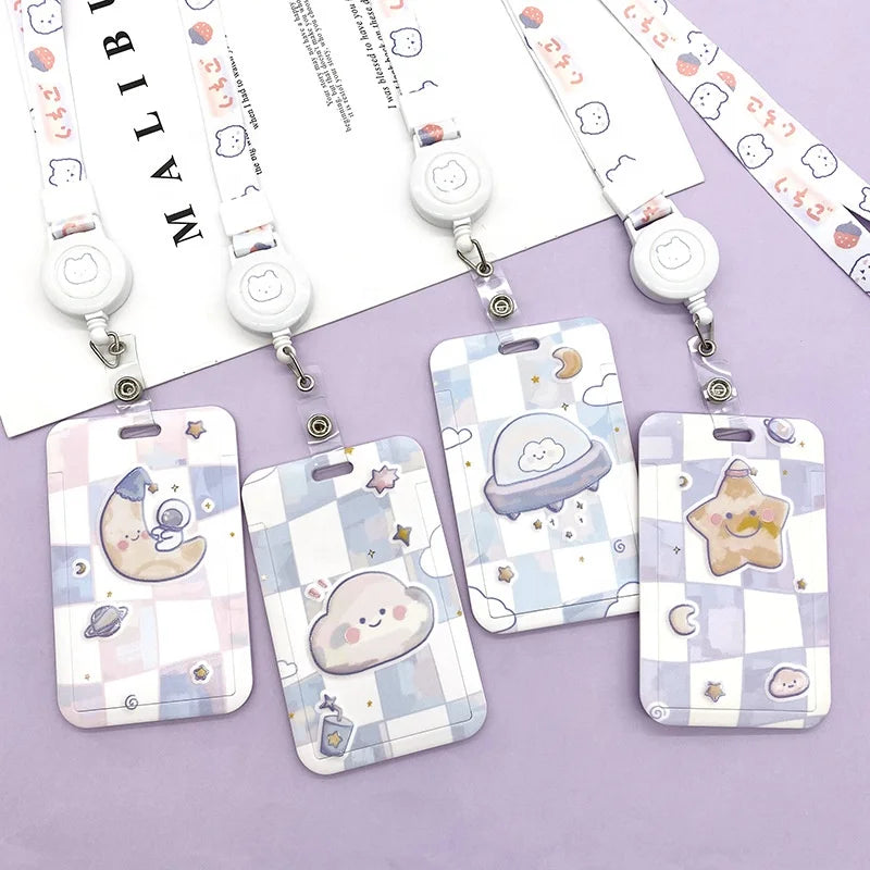 Cute Cartoon Identity Badge Holder with Neck Strap Mix Style Lanyard & Polyester ID Card Holder
