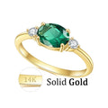 OL0914R Abiding Vintage Simple Oval Nano Green Emerald White Cz 9K 10K 14K 18K Solid Gold Ring