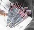 10pcs Transparent Crystal Quicksand Bling Makeup Brushes Cheap Makeup Tools