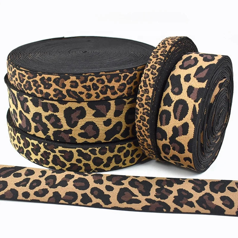 Meetee KY895 1.5-6cm Leopard Elastic Rubber Band DIY Decorative Clothing Accessories for Skirt Bags Belt Webbing Material