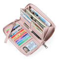 RFID Blocking Leather Large Capacity Zip Purse Phone Holder Clutch Women Wallet With   Wristlet